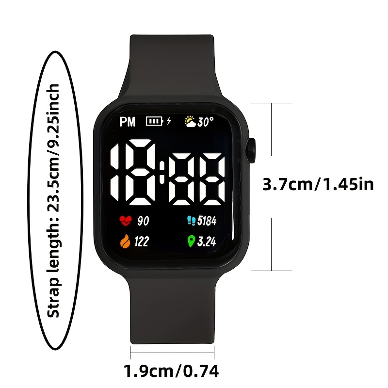 3pcs Square LED Digital Watch Set, Unisex Gift